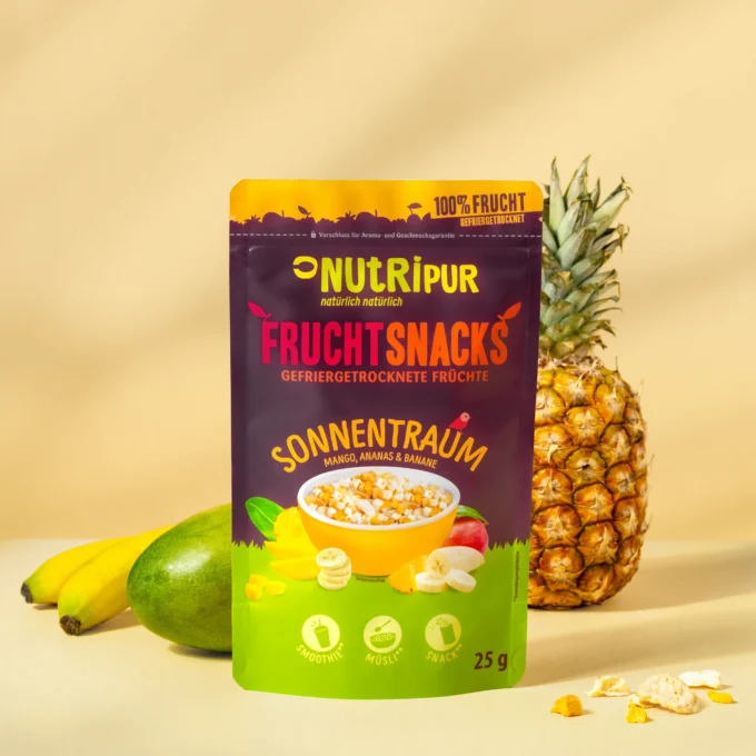 Hier ist ein Produktbild des gefriergetrockneten Früchte-Mix "Sonnentraum" von Nutripur